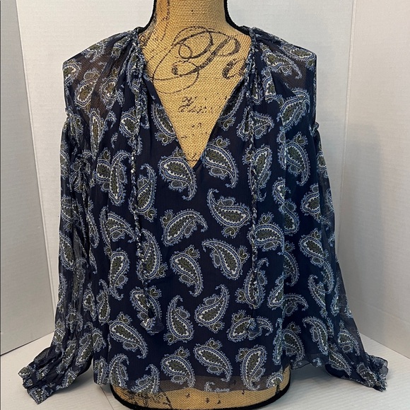 Unsubscribed Tops - UNSUBSCRIBED SILK PAISLEY OVERSIZED BOHO BLOUSE SIZE 2